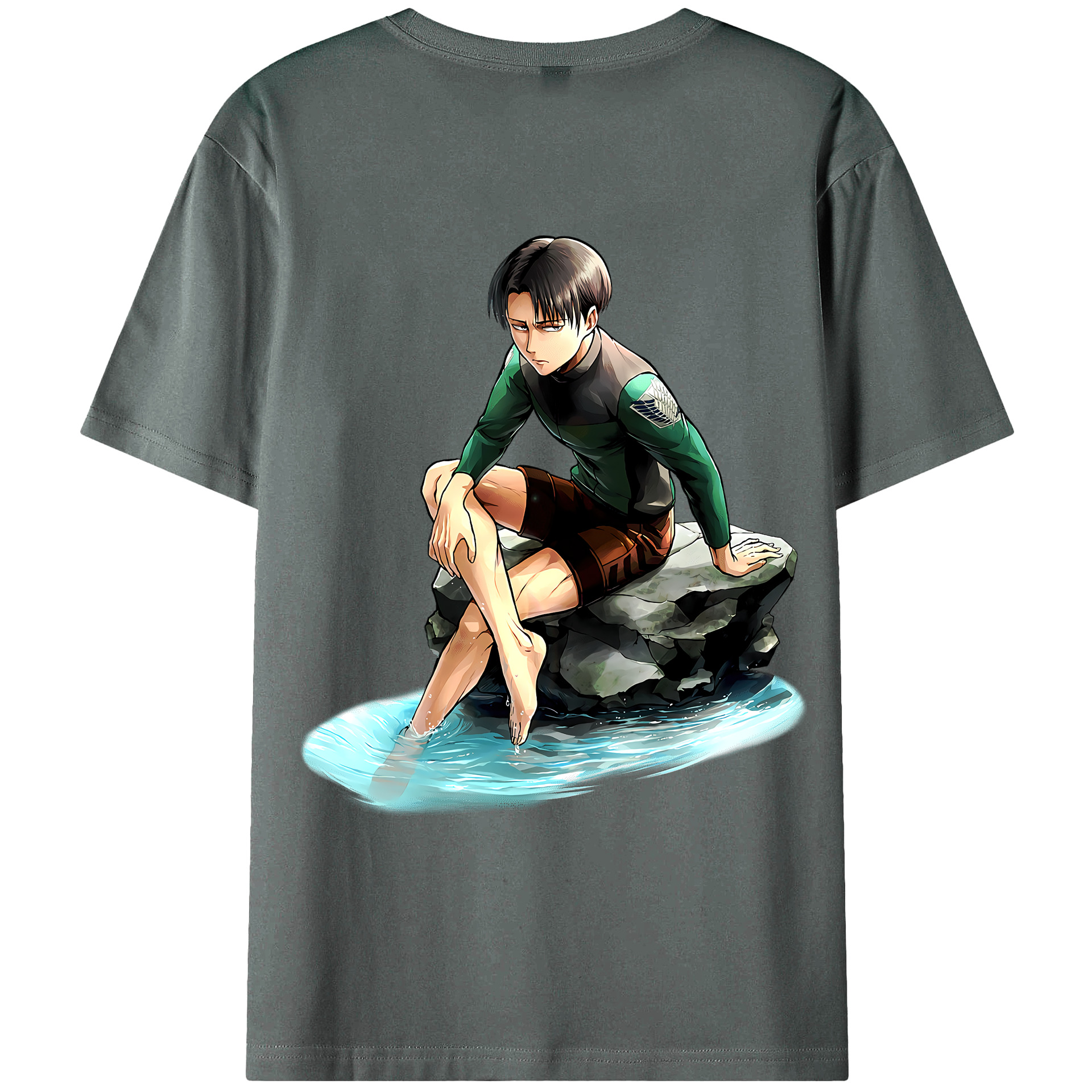 （画像用） 進撃の巨人 リヴァイ·アッカーマン Attack on Titan Levi Ackerman 綿100％ メンズ半袖Tシャツ（バックプリント） 通気性
